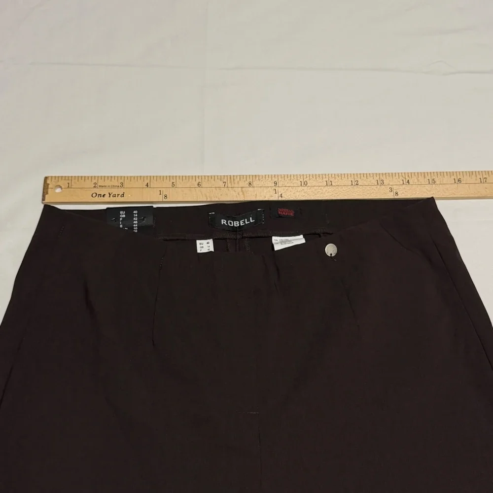 Robell Marie Slim Fit Trousers Brown Pull On Stretch Pants Womens Size US 10 NEW